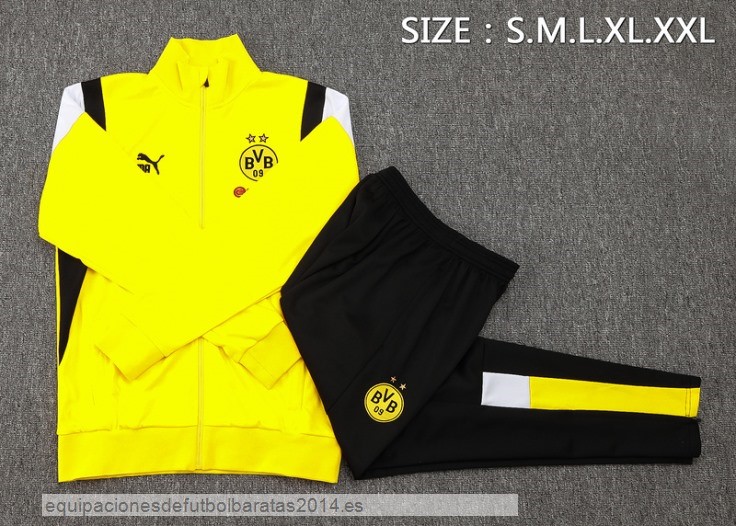 Nuevo Conjunto Completo Ropa Deportiva Con Cremallera Larga Borussia Dortmund 23/24 Amarillo Blanco Negro Baratas